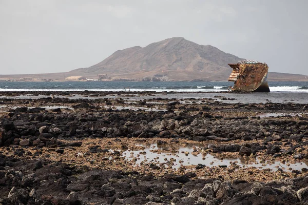 Wrecked Ship Coastline Sal Cape Verde — Stock Photo, Image