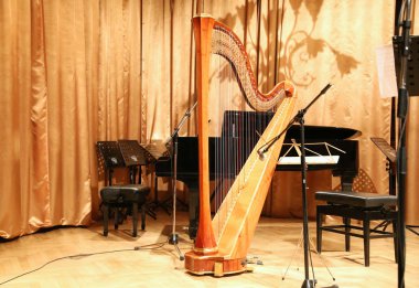 ARP ve piyano konser öncesi sahnede