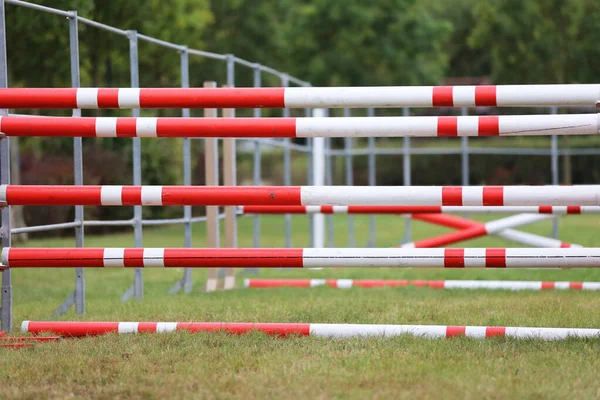 Colorful Image Show Jumping Poles Open Air Show Jumping Arena — Stock Photo, Image