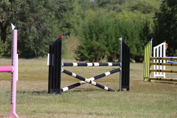 Färgstark Bild Show Hoppning Stavar Utomhus Show Hoppning Arena Hinder — Stockfoto