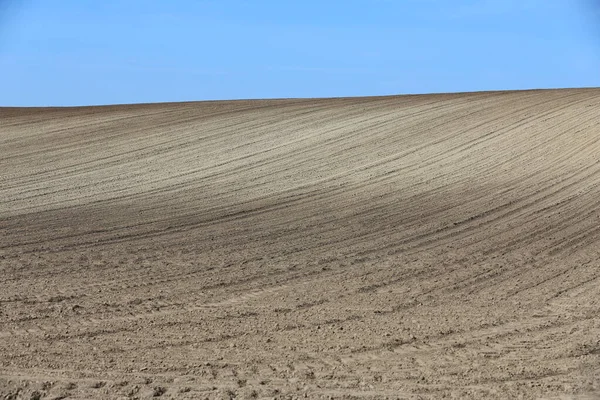 Terreno Agricolo Coltivato Ammassato Primavera Paesaggio Rurale Come Sfondo — Foto Stock