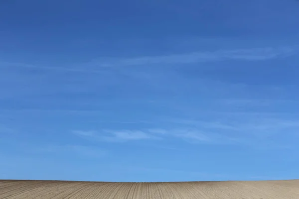 Paesaggio Terreni Agricoli Pendenza Recentemente Arati Coltura — Foto Stock