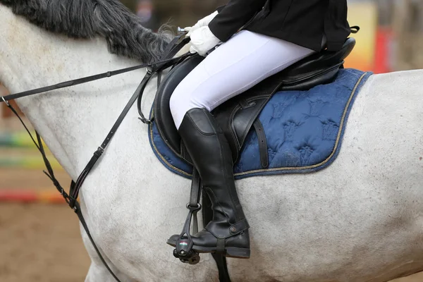 Desconocido Competidor Montar Caballo Puente Espectáculo Evento Equitación Hora Verano —  Fotos de Stock