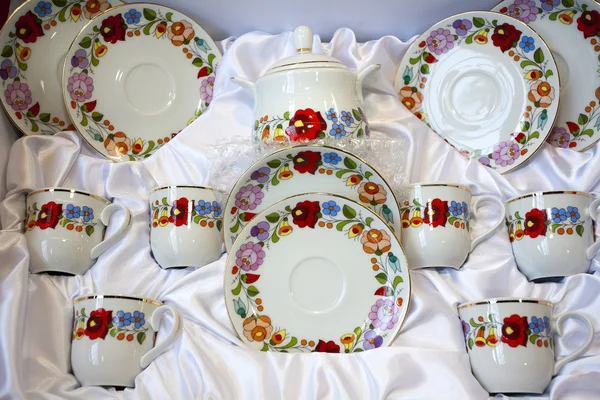 Artistic hungarian handmade porcelain china tableware — Stock Photo, Image