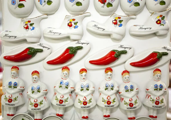 Artistic hungarian handmade porcelain china fridge magnets as souvenirs — Stock Photo, Image