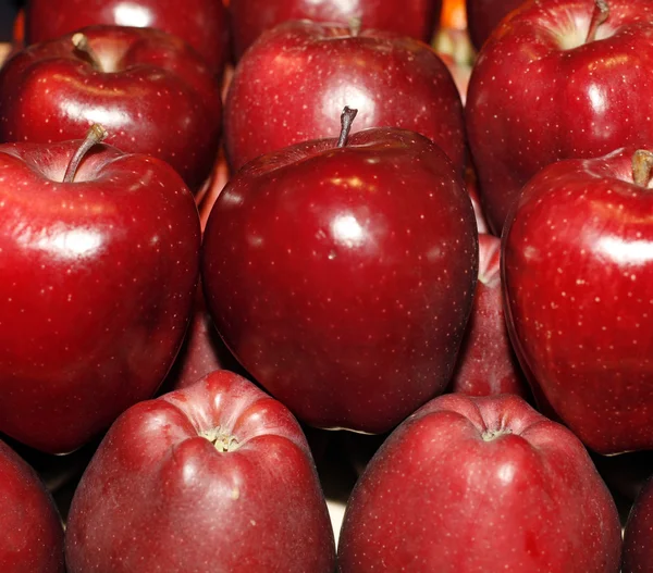 Groep van rode appels in rij — Stockfoto