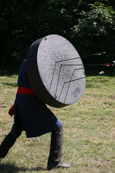 Unknown warrior on a historical medieval combat show — Stock Photo, Image