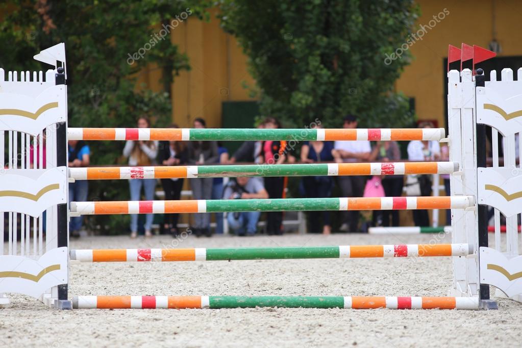 Foto de Cavalo Pulando Obstáculos Durante O Treinamento De Escola