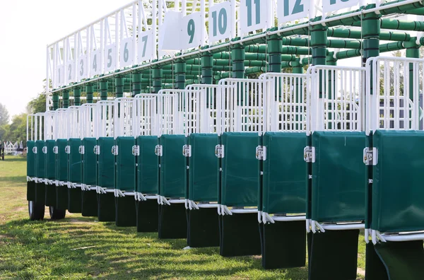 Brand new sarting gate for horse races — Stock Photo, Image