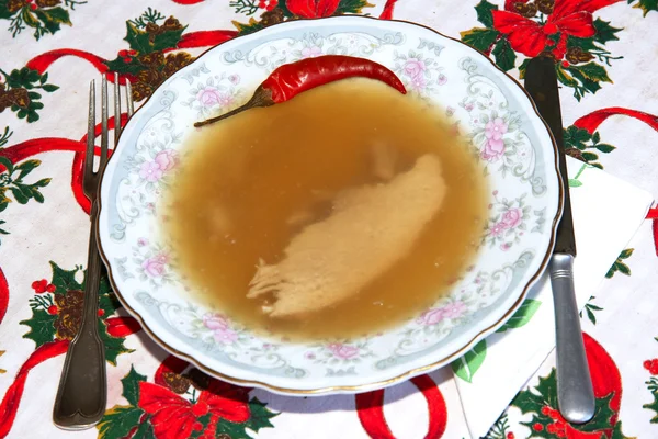 Daging babi dalam aspic jellied sebagai makanan tradisional natal — Stok Foto