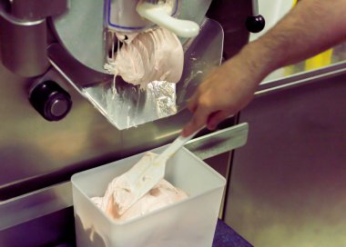 Madrid 'de bir İtalyan dondurmacıda fotoğraf çekimi.