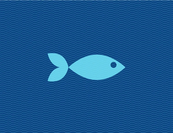 Vektorflache Darstellung von Fischen gegen Linienwellen. Kreative einfache Ikone. — Stockvektor