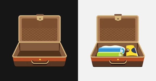 Dolu ve boş bavullar için yaz tatili - izole illüstrasyon vektör