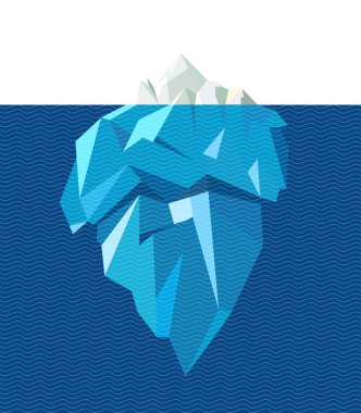 Isolated full big iceberg with  line blue waves, flat style illustration clipart