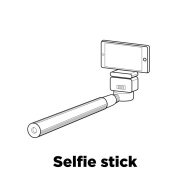 Selfie sopa satırı vektör simgesi beyaz zemin üzerine