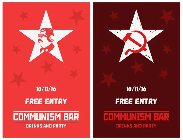 Векторный силуэт советского диктатора. Шаблоны-листовки по векторному коммунистическому стилю для кафе, бара или вечеринки . — стоковый вектор