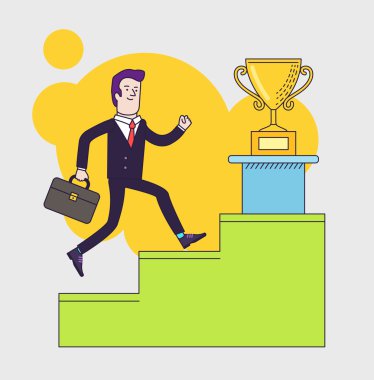 İşadamı ile bavul başarı merdiven çıkma