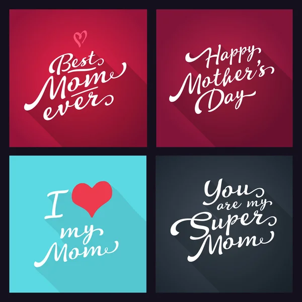 Feliz día de las madres. Conjunto de tipografía de letras. Signos de sombra largos . — Foto de Stock