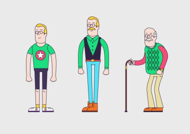 Generation of man from teen to senior.  clipart