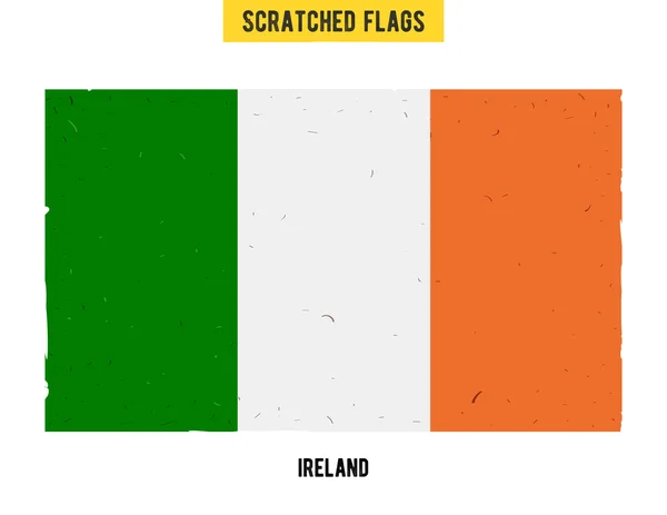 Drapeau irlandais grunge avec de petites rayures sur la surface. Drapeau rayé à la main de l'Irlande avec une texture grunge facile. Vecteur design plat moderne — Image vectorielle