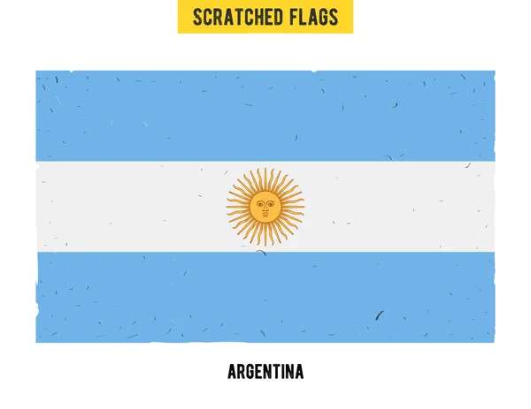 Argentinische Grunge Flagge mit kleinen Kratzern an der Oberfläche. eine handgezeichnete zerkratzte Flagge Argentiniens mit einer leichten Grunge-Textur. Vektor modernes flaches Design — Stockvektor