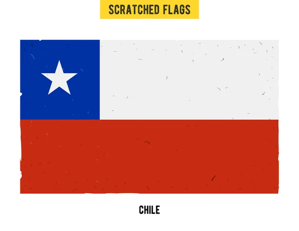 Bandera grunge chilena con pequeños arañazos en la superficie. Una bandera arañada dibujada a mano de Chile con una textura grunge fácil. Vector moderno diseño plano — Vector de stock