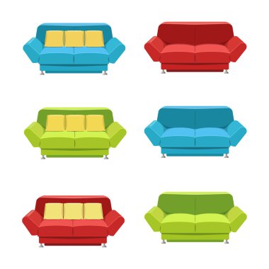 Vektör düz kanepe Icons set. 
