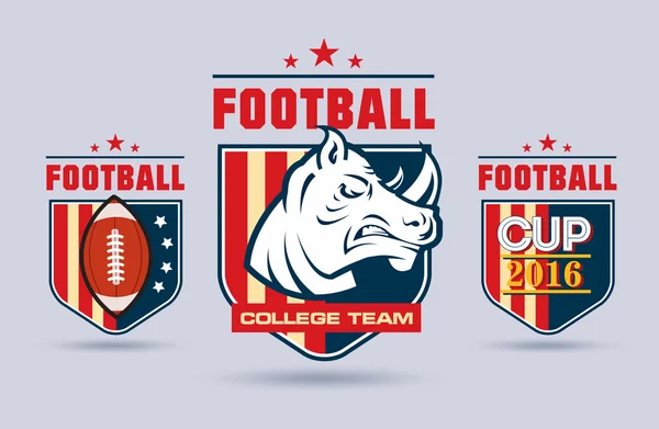 Conjunto de logotipo de rugby o fútbol de vector plano para equipo deportivo — Vector de stock