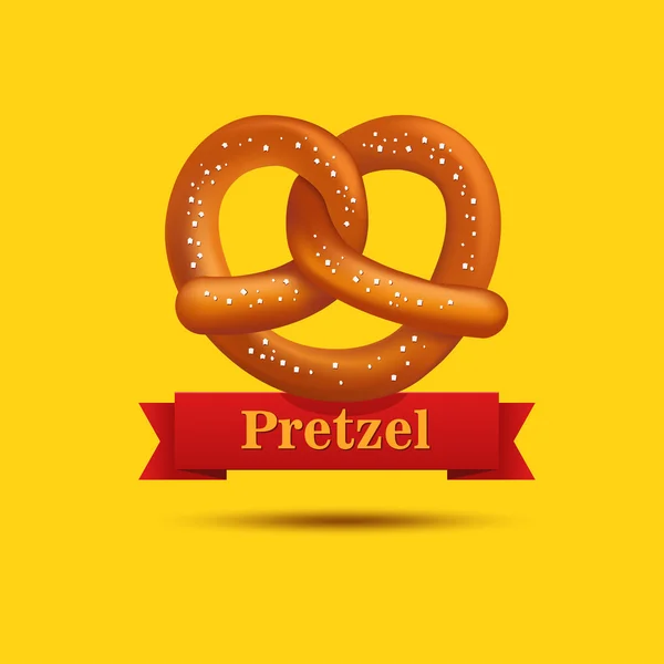 Realistic vector pretzel on the yellow background. — Stock Vector