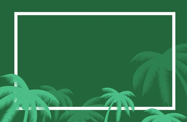 Vector tropical palm leaf border. Summer Palm tree leaves around a border. Vector background for text. Banner elements. — Stock Vector