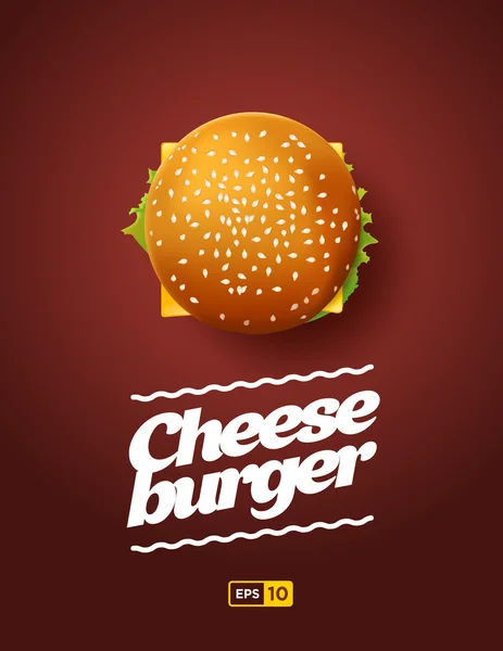 Top view illustration of cheesburger — Stock Vector