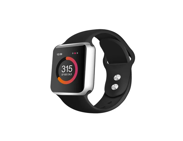 A fehér alapon Ezüst smart fitness watch — Stock Vector