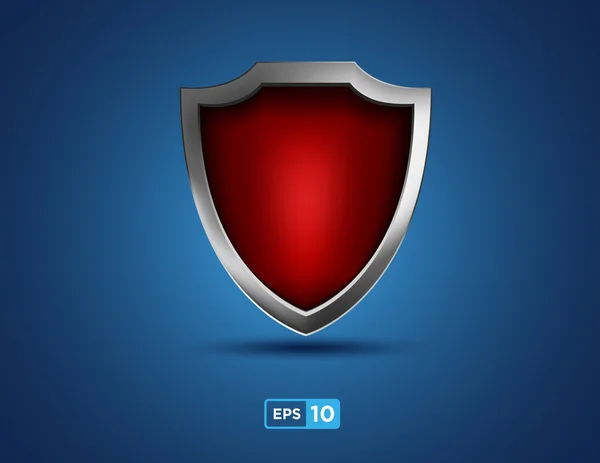 Red shield on the blue background — Stock Vector