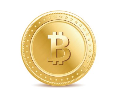 altın izole bitcoin sikke Önden Görünüm