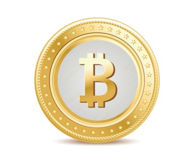 altın izole bitcoin sikke Önden Görünüm