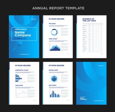 Kapak tasarımı ve Infographic ile modern yıllık rapor şablonu