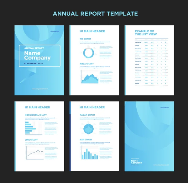 Modern annual report template with cover design and infographic — Stock Vector