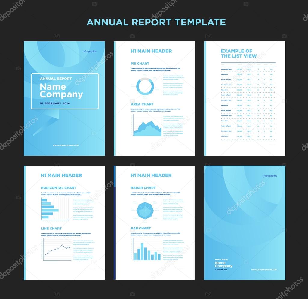 Modern annual report template with cover design and infographic