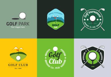 Vintage renk golf Şampiyonası logolar ve rozetleri