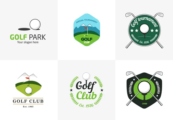 Set of vintage color golf championship logos and badges — Stock Vector