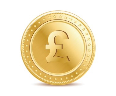 Altın izole Sterlini sikke beyaz arka plan üzerinde