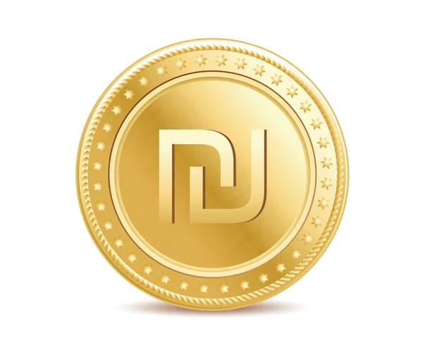 Altın izole şekel sikke beyaz arka plan üzerinde