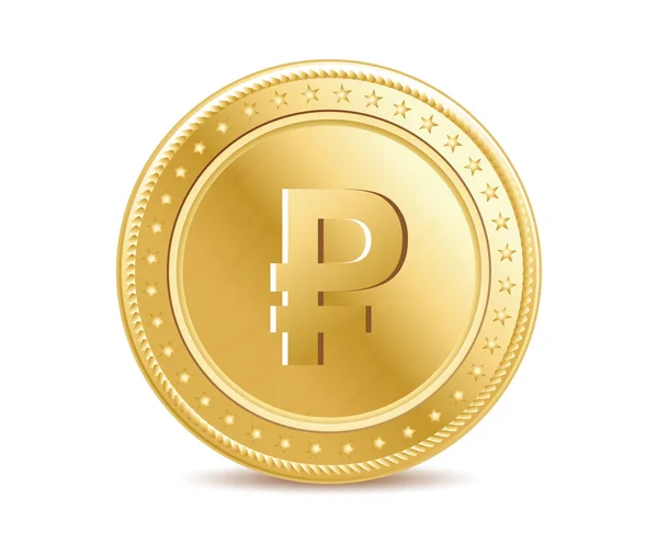 Altın izole Rublesi sikke beyaz arka plan üzerinde