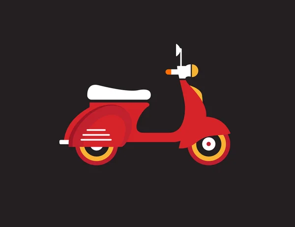 Red retro vintage delivery motor bike icon isolated on dark background — Stock Vector