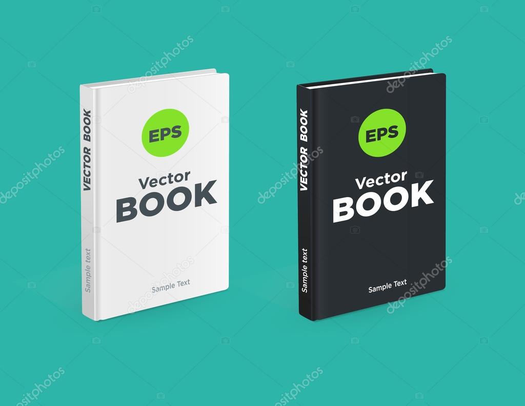 Realistic black and white books on the green background. Realistic book mockups.
