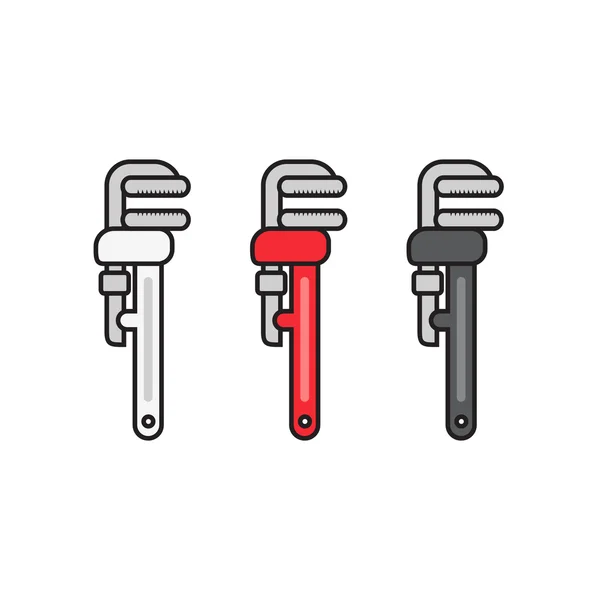 Сантехнічний гайковий ключ плоский значок з різними кольорами — стоковий вектор