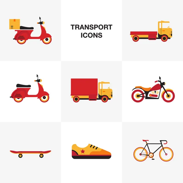 Conjunto de iconos de vehículo de transporte plano — Archivo Imágenes Vectoriales