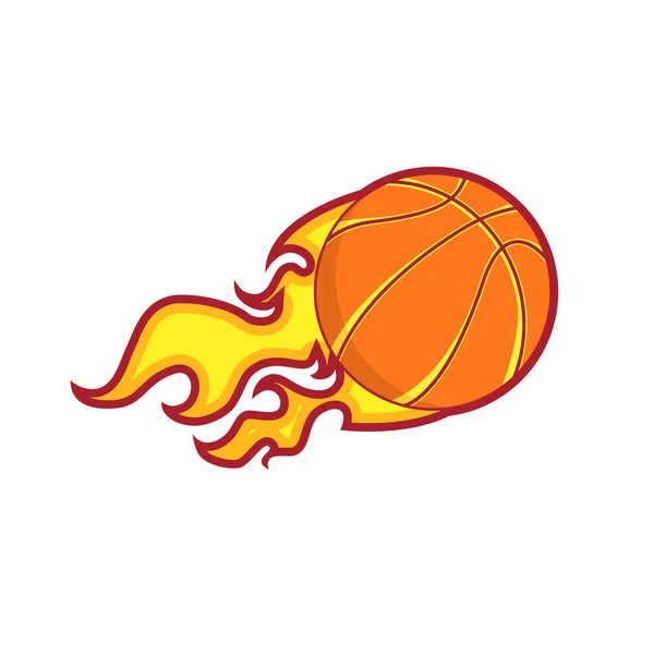 Cor retro voando emblema de basquete de fogo — Vetor de Stock