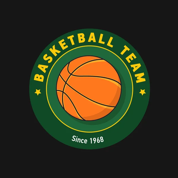 Insignia de baloncesto de color verde retro — Vector de stock