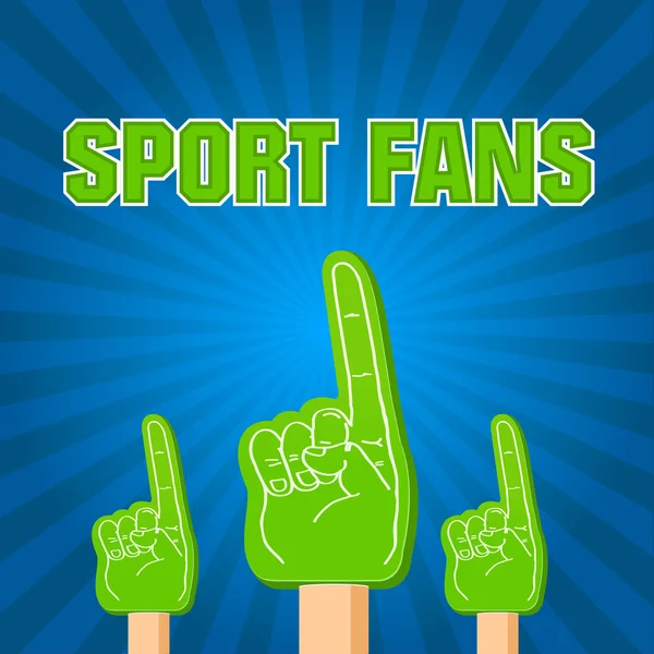 Farbsportfans schäumen die Finger auf dem Retro-Hintergrund — Stockvektor